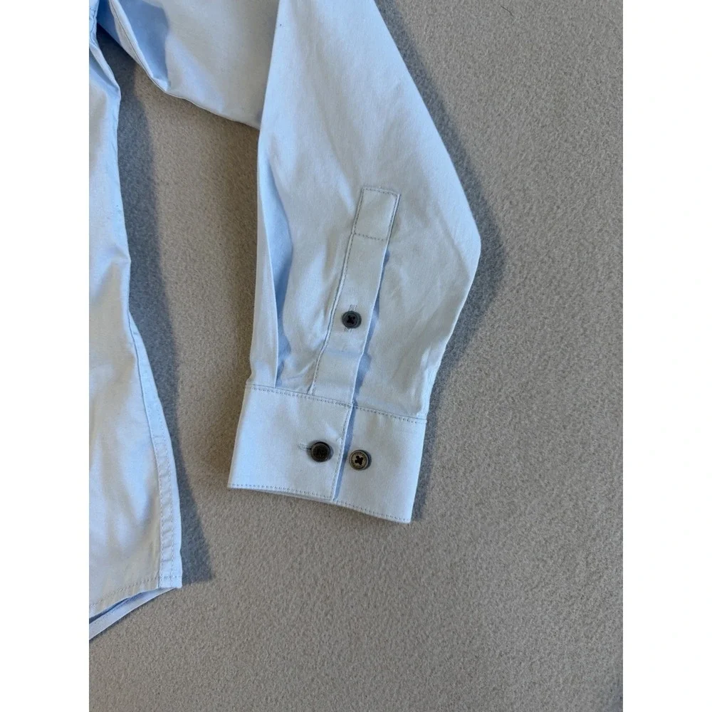 Calvin Klein Boys Dress Shirt s10 BabyBlue Slim Fit Stretch Long Sleeve Button